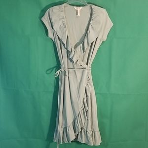 MATILDA JANE Olive Wrap Dress 100%cotton Ruffle S